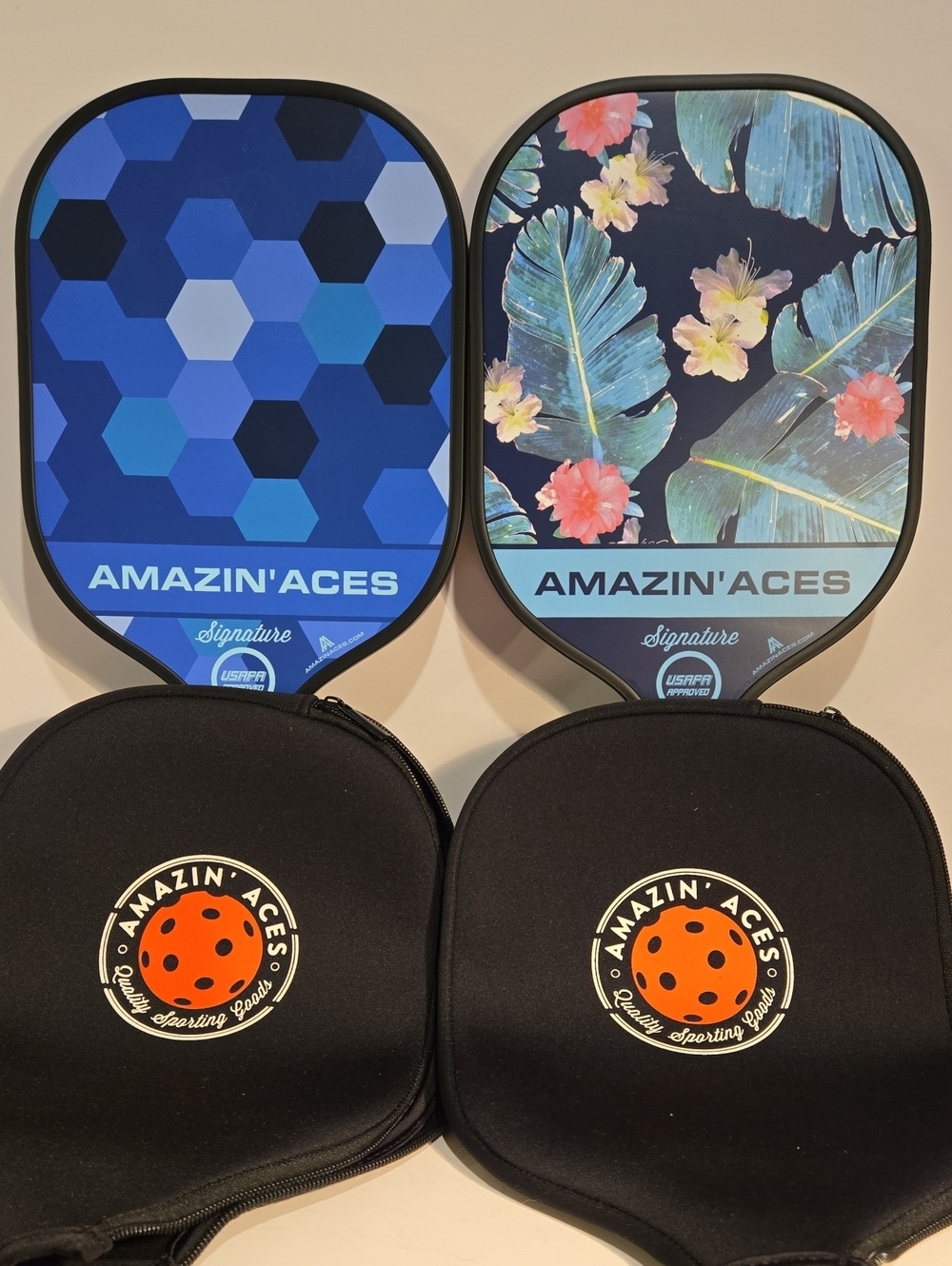 Amazin Aces Men's Pickleball Paddle - Blue Hex / Floral